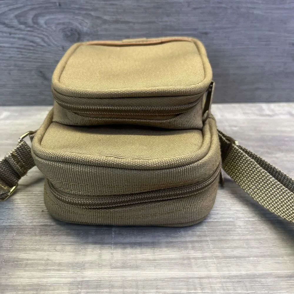 MacGregor Small Camera Bag Padded with Adjustable Strap Khaki, 2 Zip Compartment
